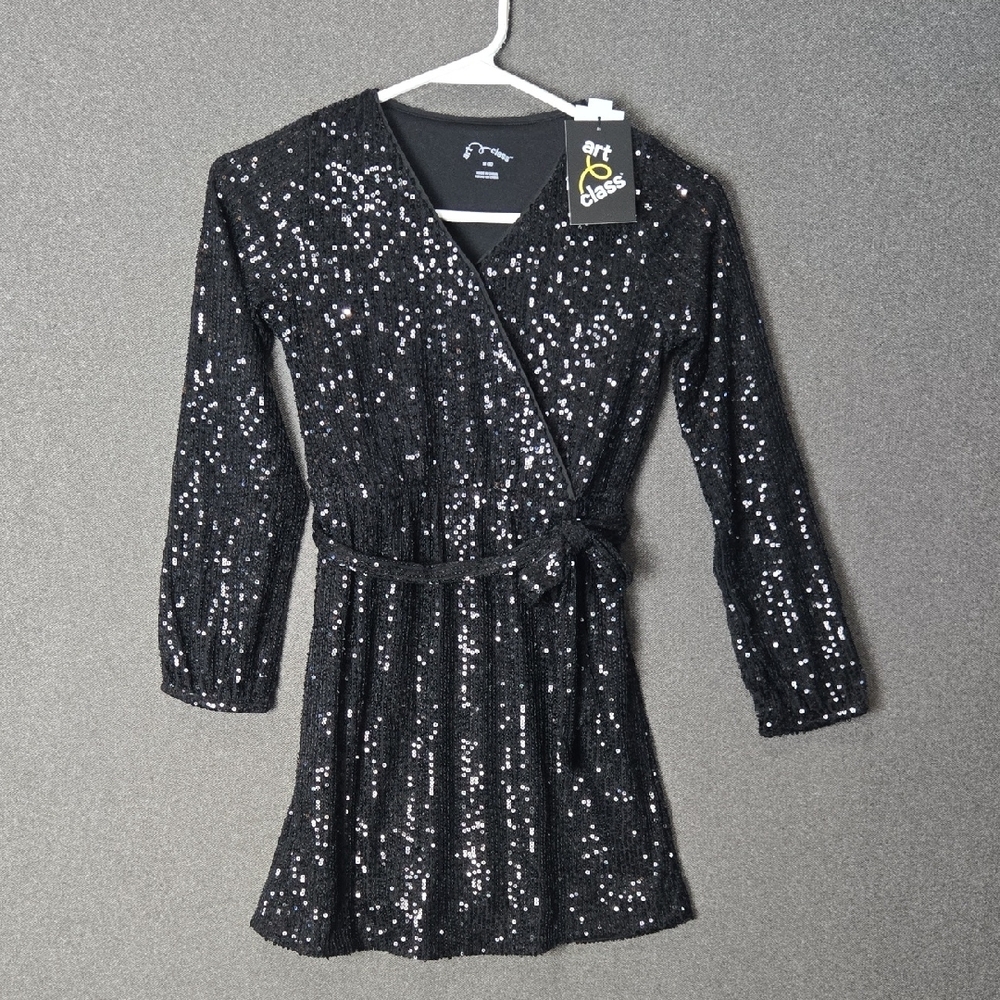 Art Class Girls 8 M Black Sequin Dress